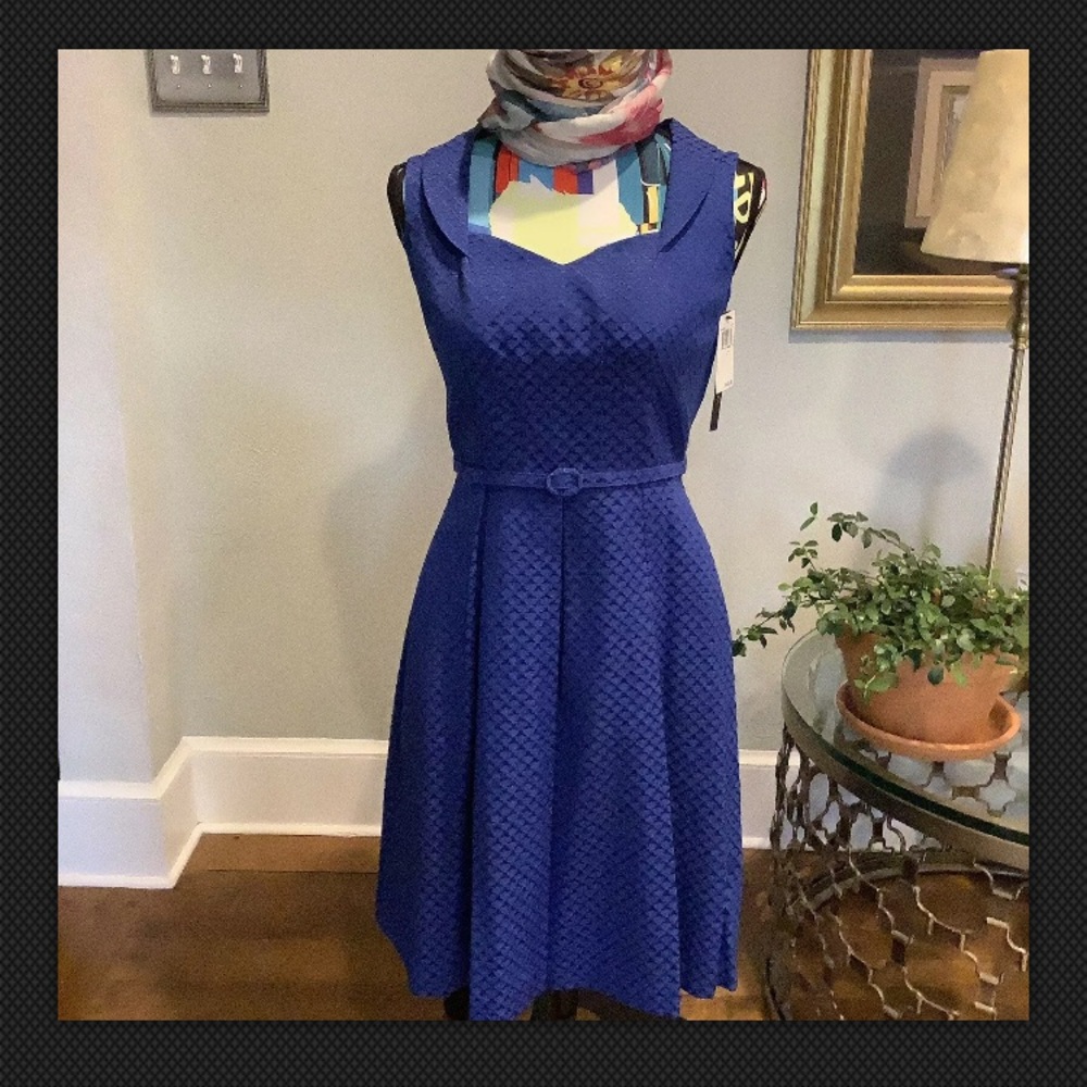 NWT David Meister Orig $400 Royal Blue Dress Sz 2